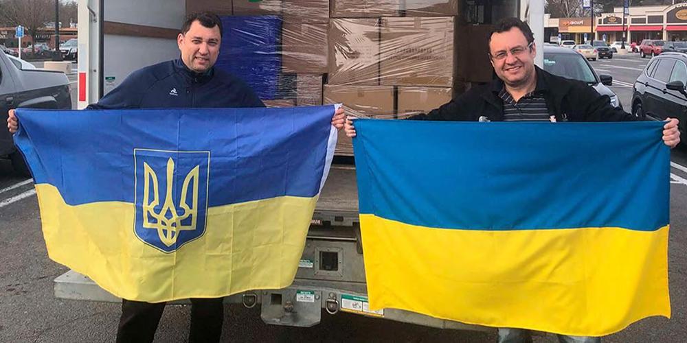 Ukraine native and Upstate urology chief Gennady Bratslavsky, MD, left, and physical therapist Alex Golubenko of New York City, right, were part of a team to raise money for supplies for Ukraine.